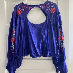 Free People Fall Floral Purple Top